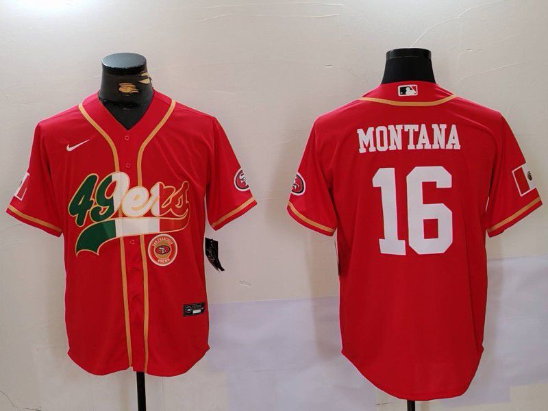 Men San Francisco 49ers #16 Montana Red Second generation Mexican Joint Name 2024 Nike Limited NFL Jersey style 3
